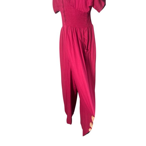 Patrons of Peace Rayon Magenta V-Neck Smocked Waist
Jumpsuit S - Picture 3 of 7